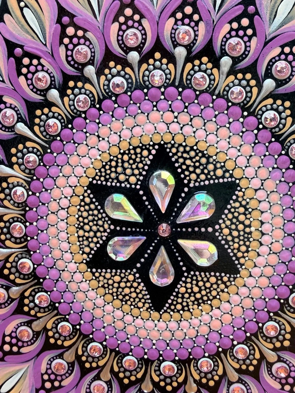Hand Painted Pink Lavender Mandala Wall Art 10” Boho Decor